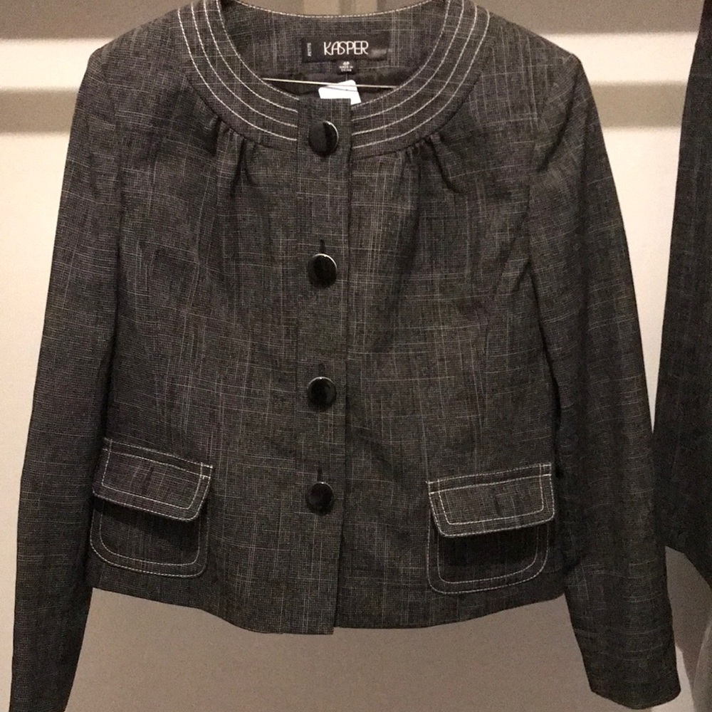 Kasper Women's Charcoal Plaid Skirt Suit Set